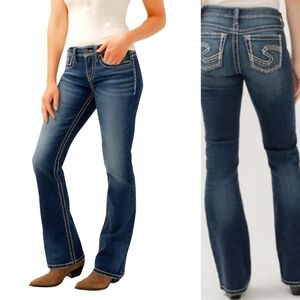 Silver Jeans "Suki" Mid-rise Bootcut Women's Jeans Size 16 L32 Indigo Wash